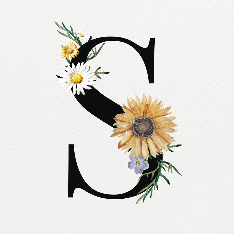 夏季字母S psd花卉版式