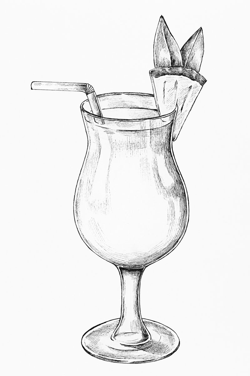 手绘菠萝鸡尾酒杯