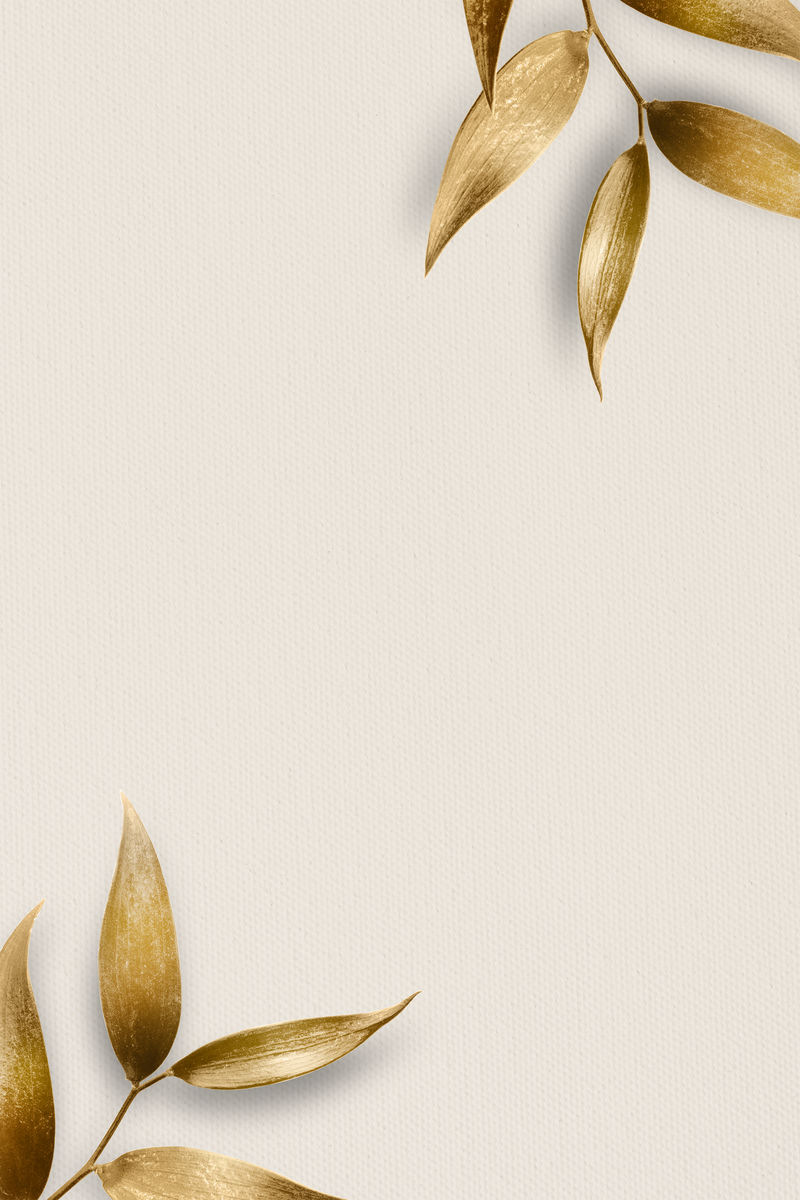 金橄榄叶框架米色背景