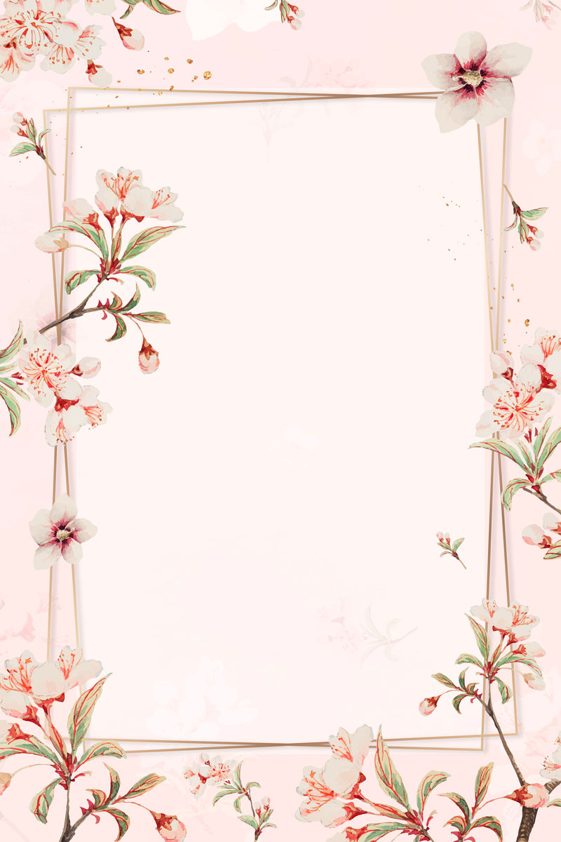 复古日本花框樱花和芙蓉艺术印花由Megata Morikaga的作品混合而成