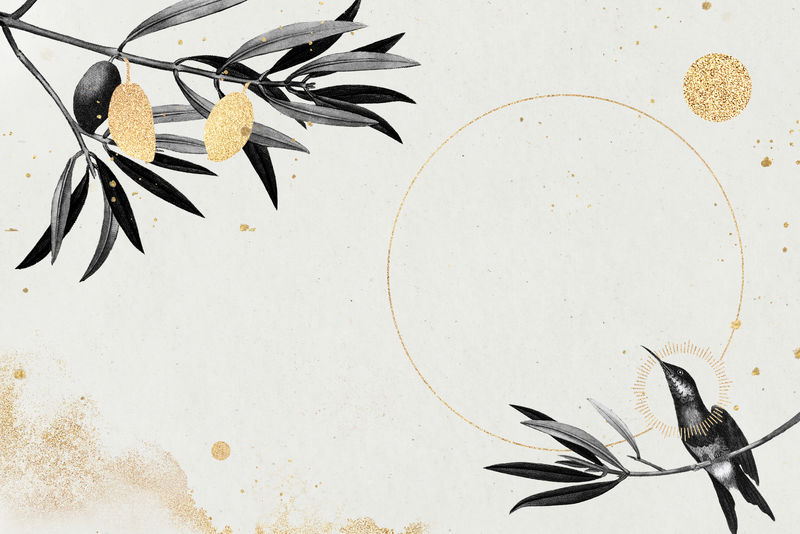 蜂鸟图案的米色背景插图
