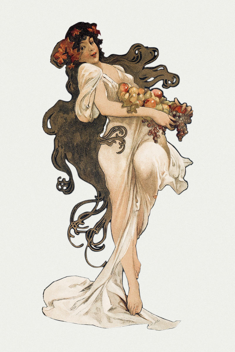 art nouveau lady with fruits psdremixed from the artworks of \u003ca href=\u0022https:\/www