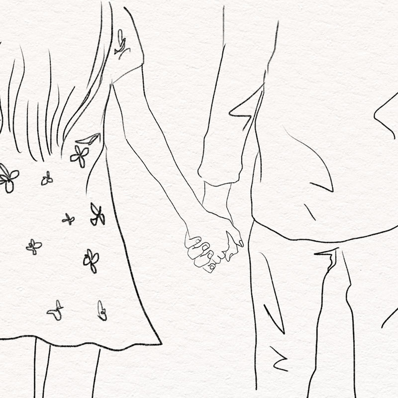 情侣牵手psd灰度浪漫情人节\u0026rsquo；s插图