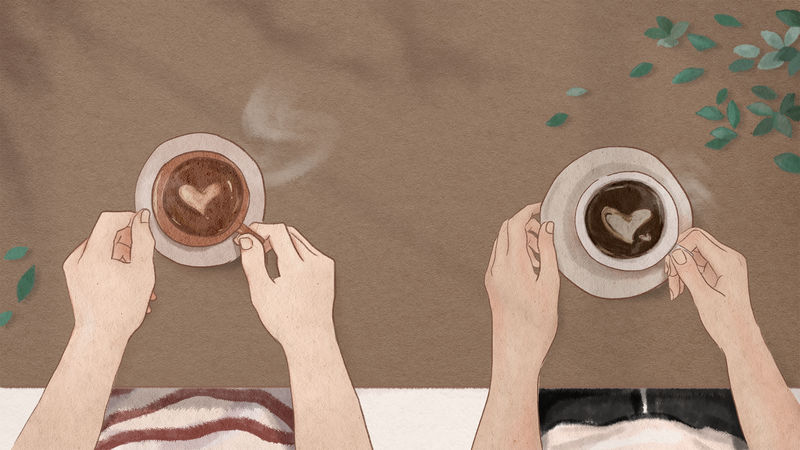 情人节完美咖啡日；中国美术插图背景