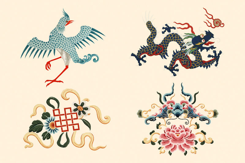 东方中国psd装饰饰品多彩设计元素集