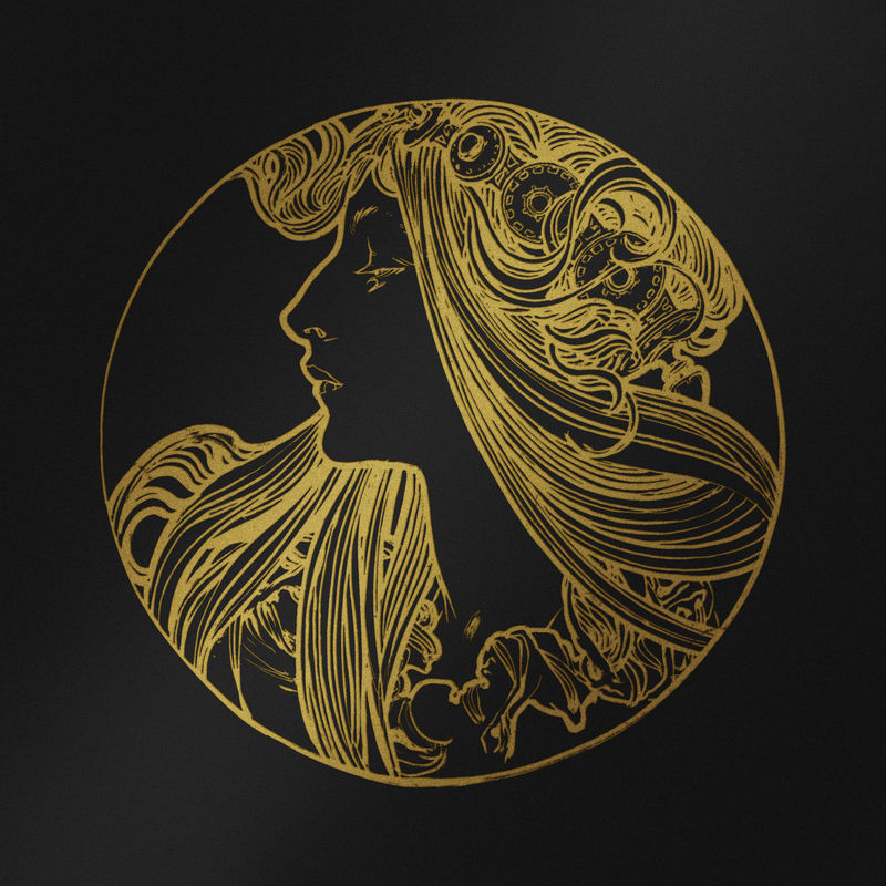 Art Nouveau Gold Silhouette Woman PSD Illustrationremixed from the Artworks of \u003ca href=\u0022https:\/www