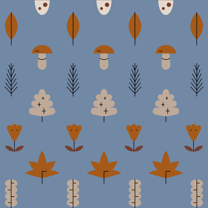秋季植物图案背景向量