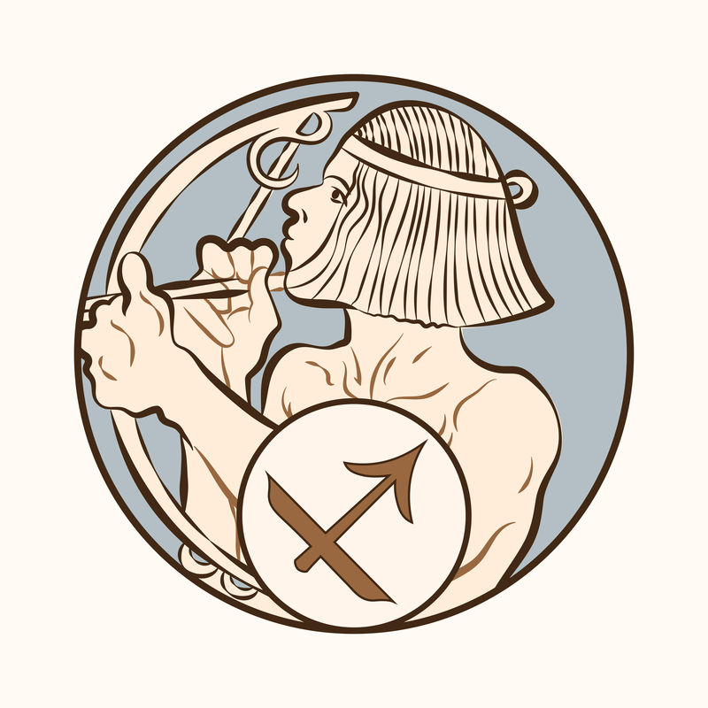 Art nouveau sagittarius zodiac sign vectorremixed from the artworks of \u003ca href=\