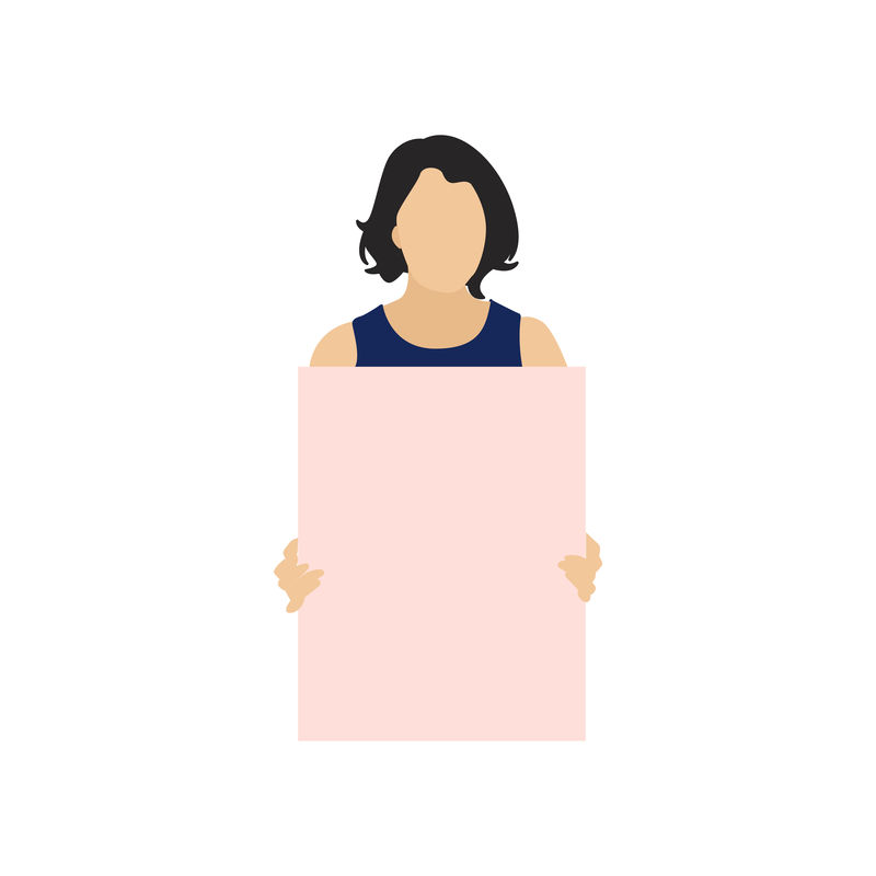 拿着白纸的有插图的女人