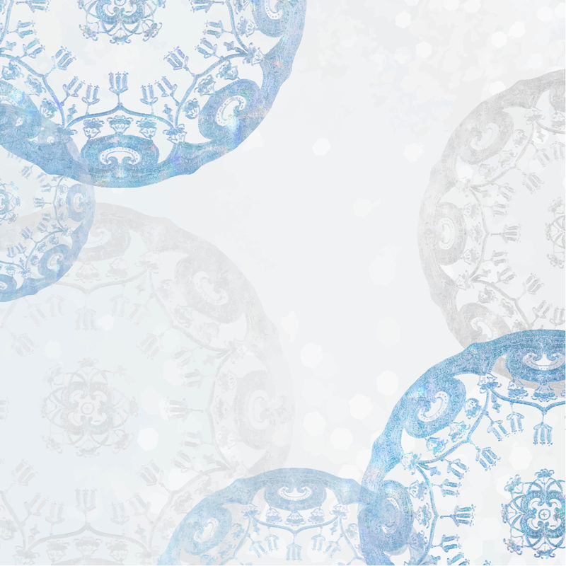 花卉曼荼罗图案背景矢量蓝色混搭自北泽工厂中国瓷器餐具设计