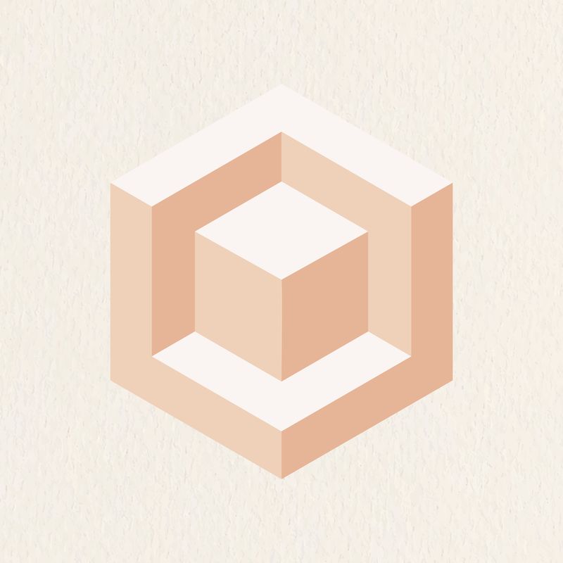 橙色抽象样式的三维块几何图形矢量