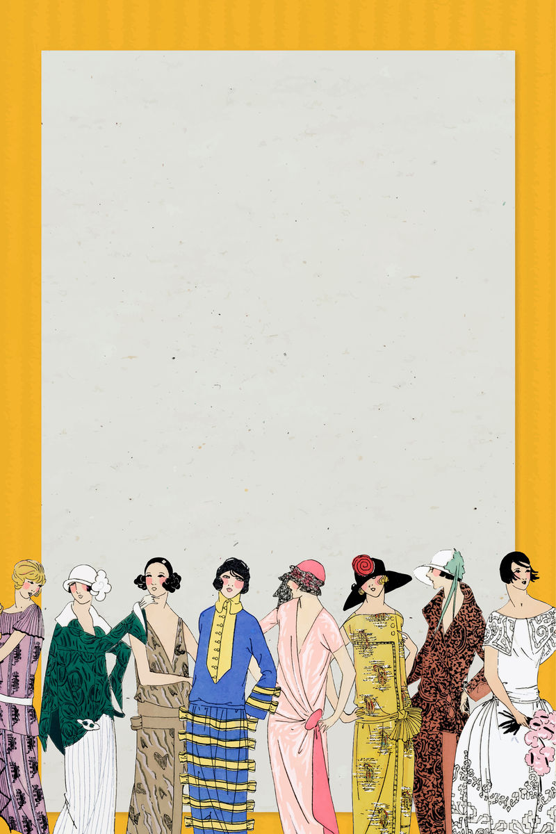 框架向量展示了20世纪20年代的女性时尚混搭自《巴黎人》杂志上出版的复古插图