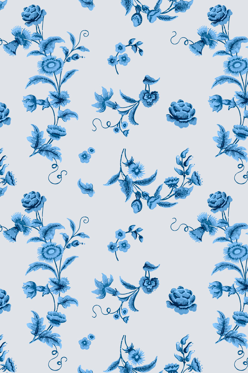 矢量蓝色花卉图案复古背景