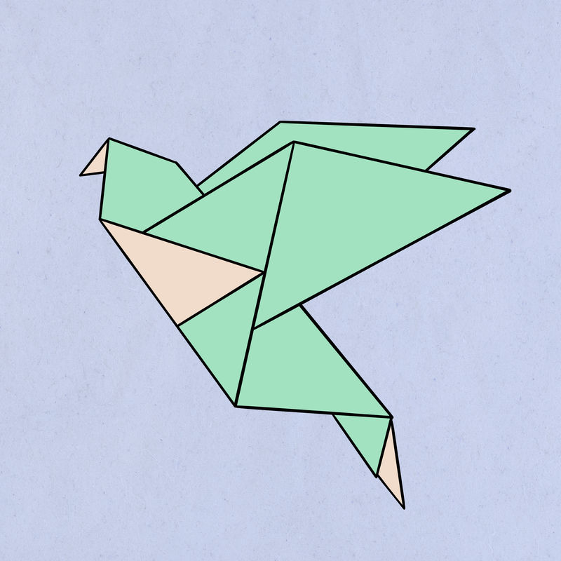 绿色折纸鸟设计元素