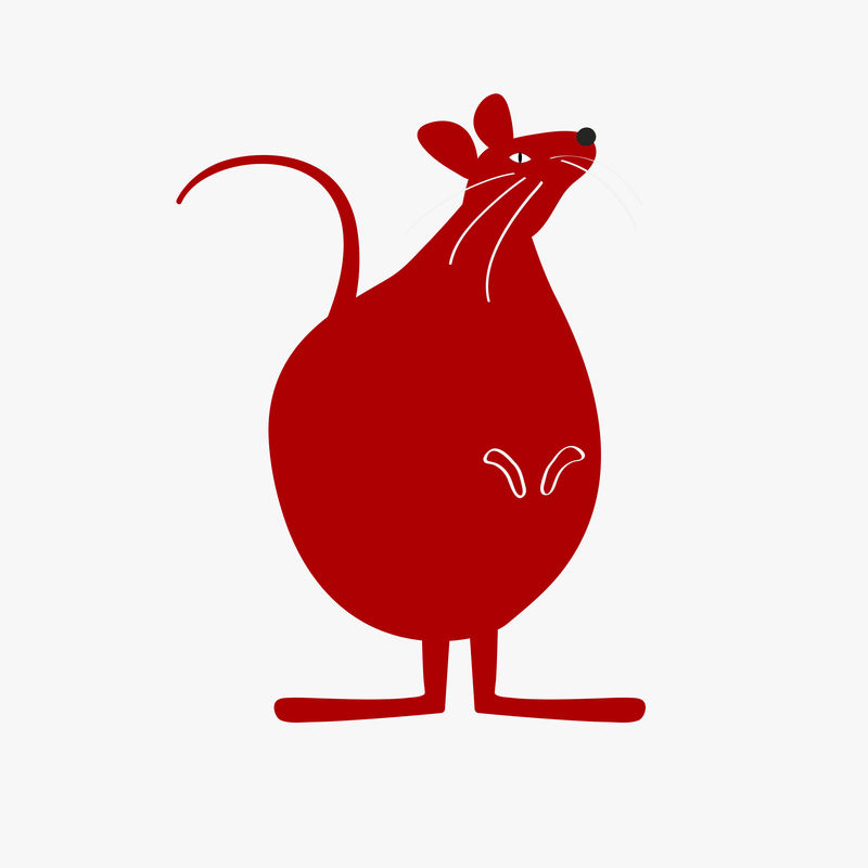 中国传统鼠红psd可爱十二生肖设计元素