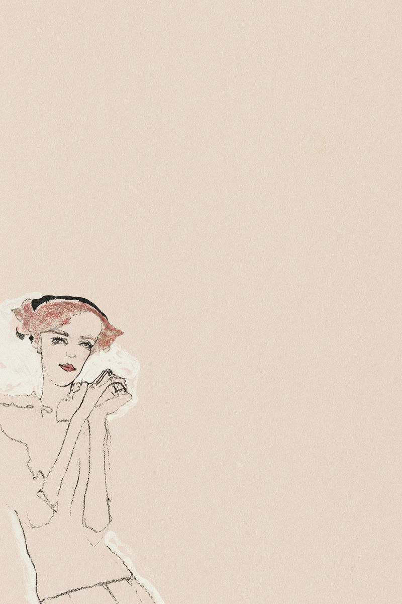 复古女性psd插图背景混搭自Egon Schiele的艺术作品
