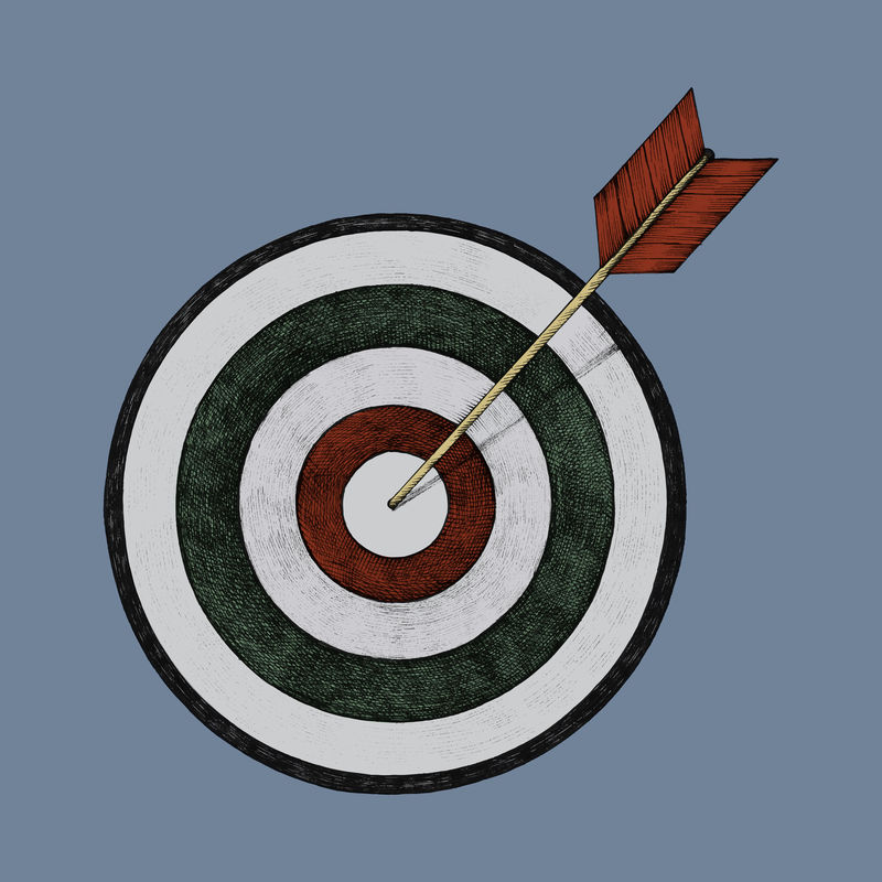 手绘镖靶和箭头插图