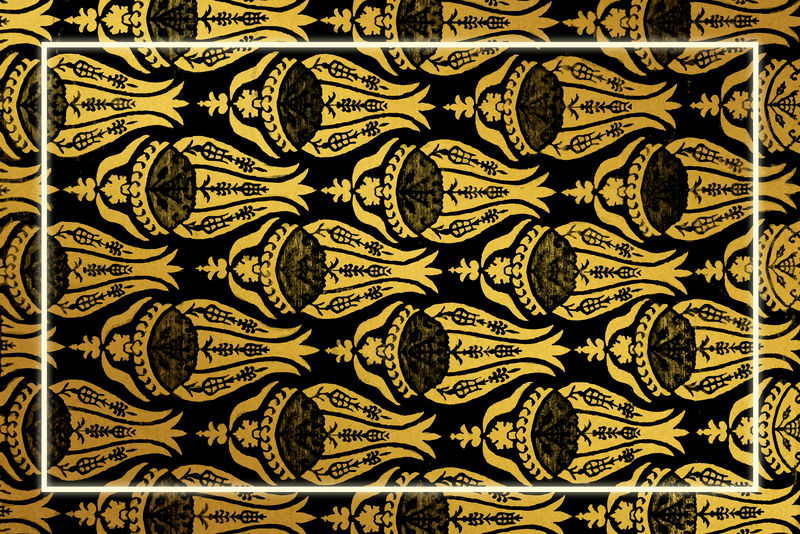 金郁金香框架模式矢量混合从威廉莫里斯的艺术作品