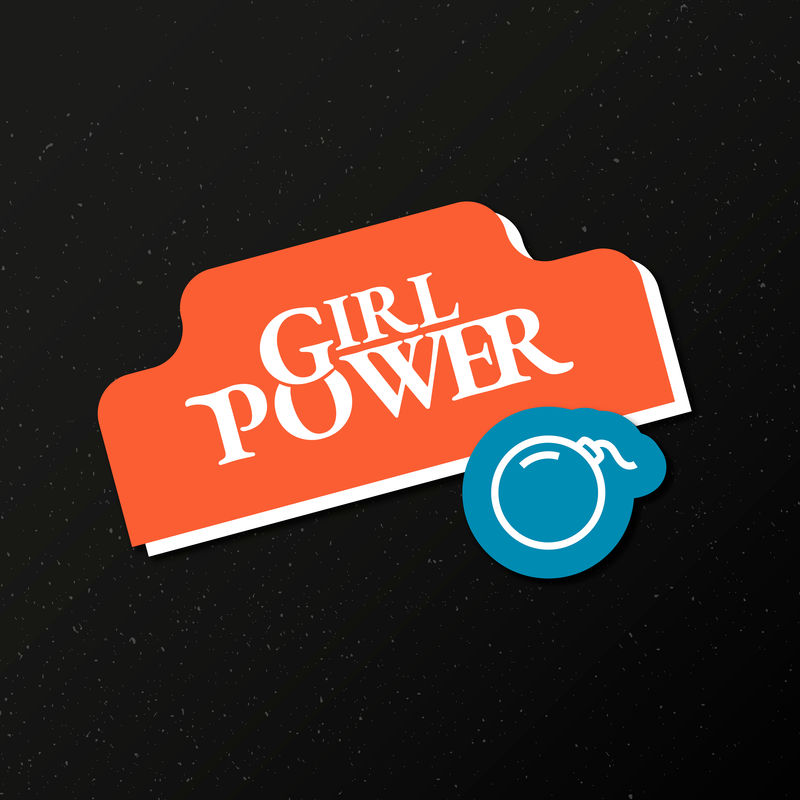 Vector girl power word彩色复古徽章贴纸