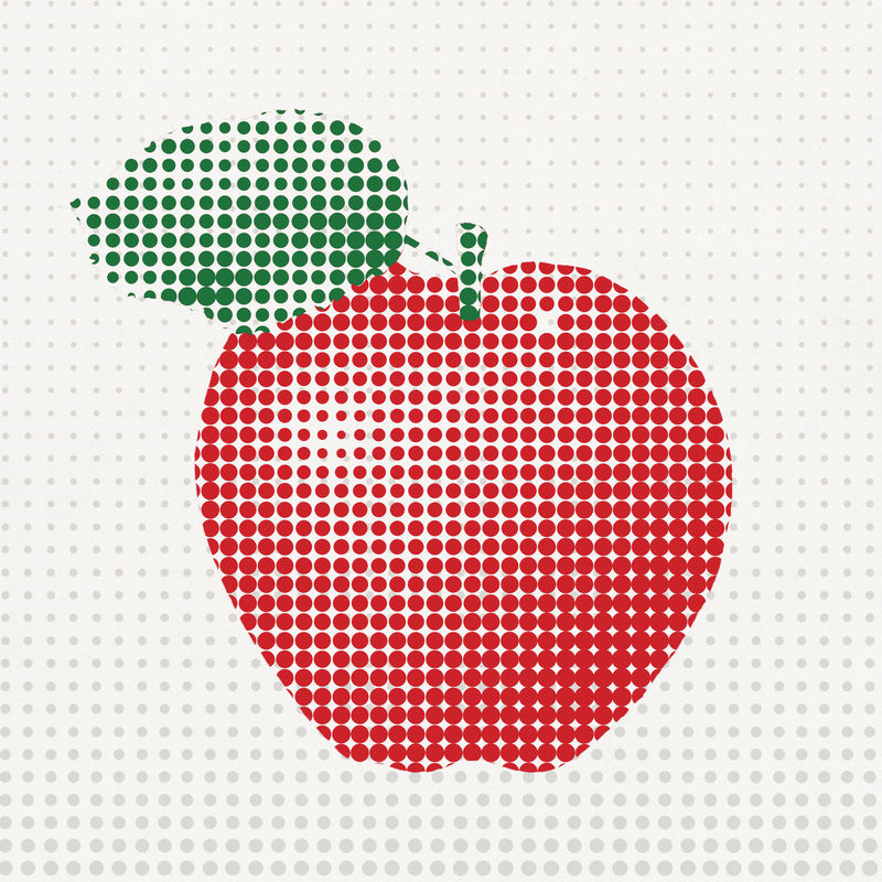 红苹果插图半色调风格