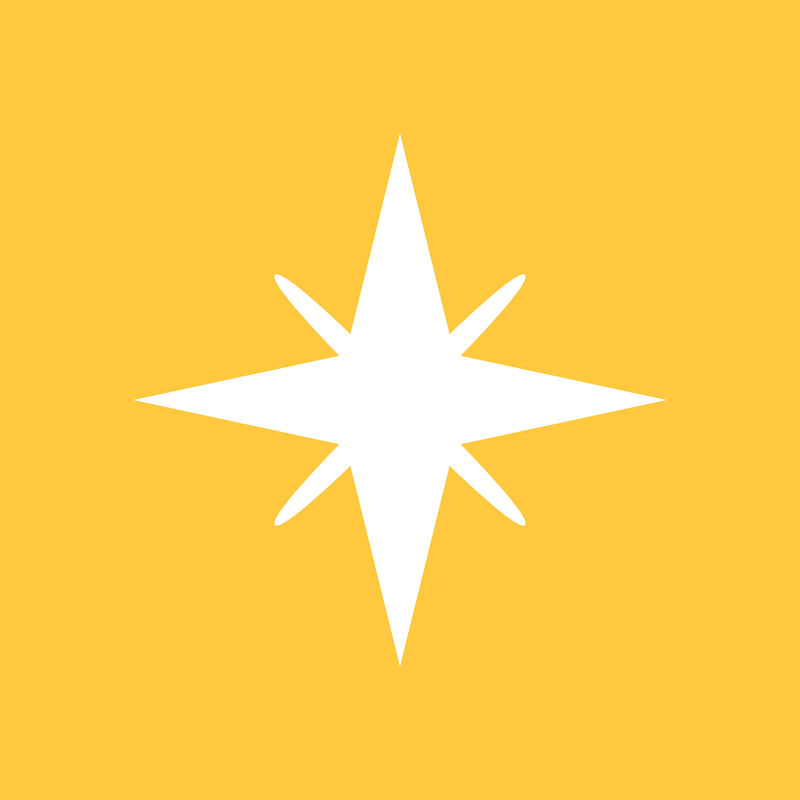 黄色背景上简单风格的闪烁星星矢量图标
