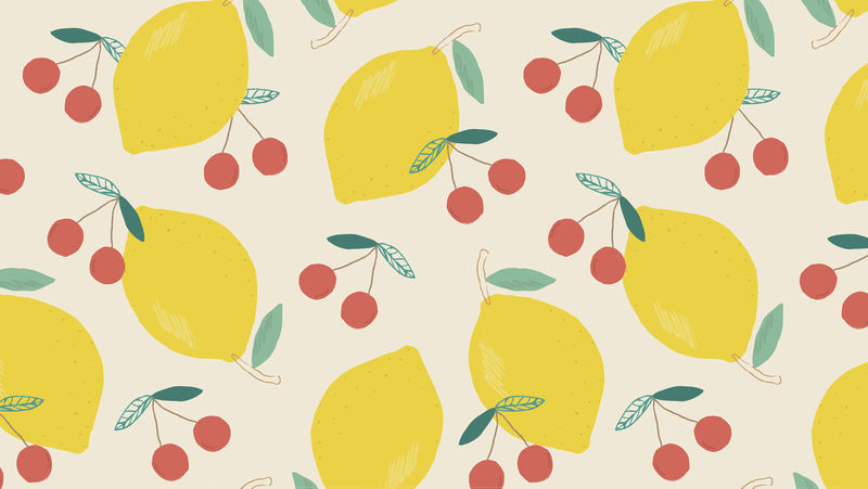 柠檬樱桃果图案柔和背景