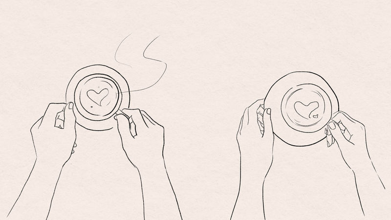 咖啡枣情人节黑白线条画