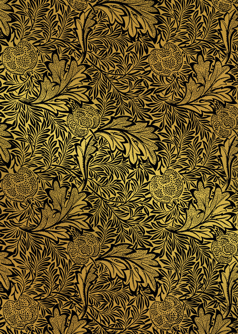 威廉·莫里斯艺术作品中的金色植物图案混音