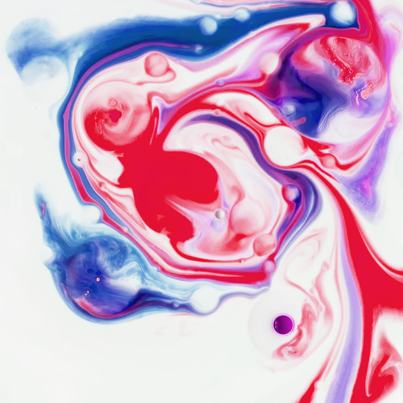 蓝红色和粉色抽象流体艺术背景插图