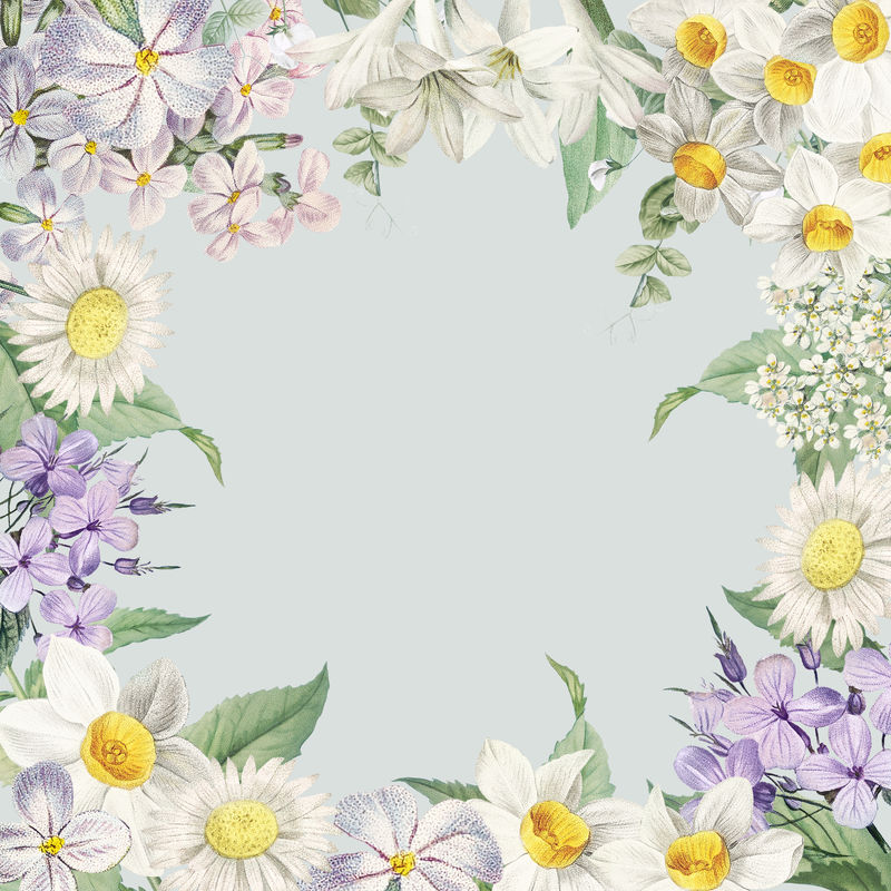 复古空白各种花卉主题框架
