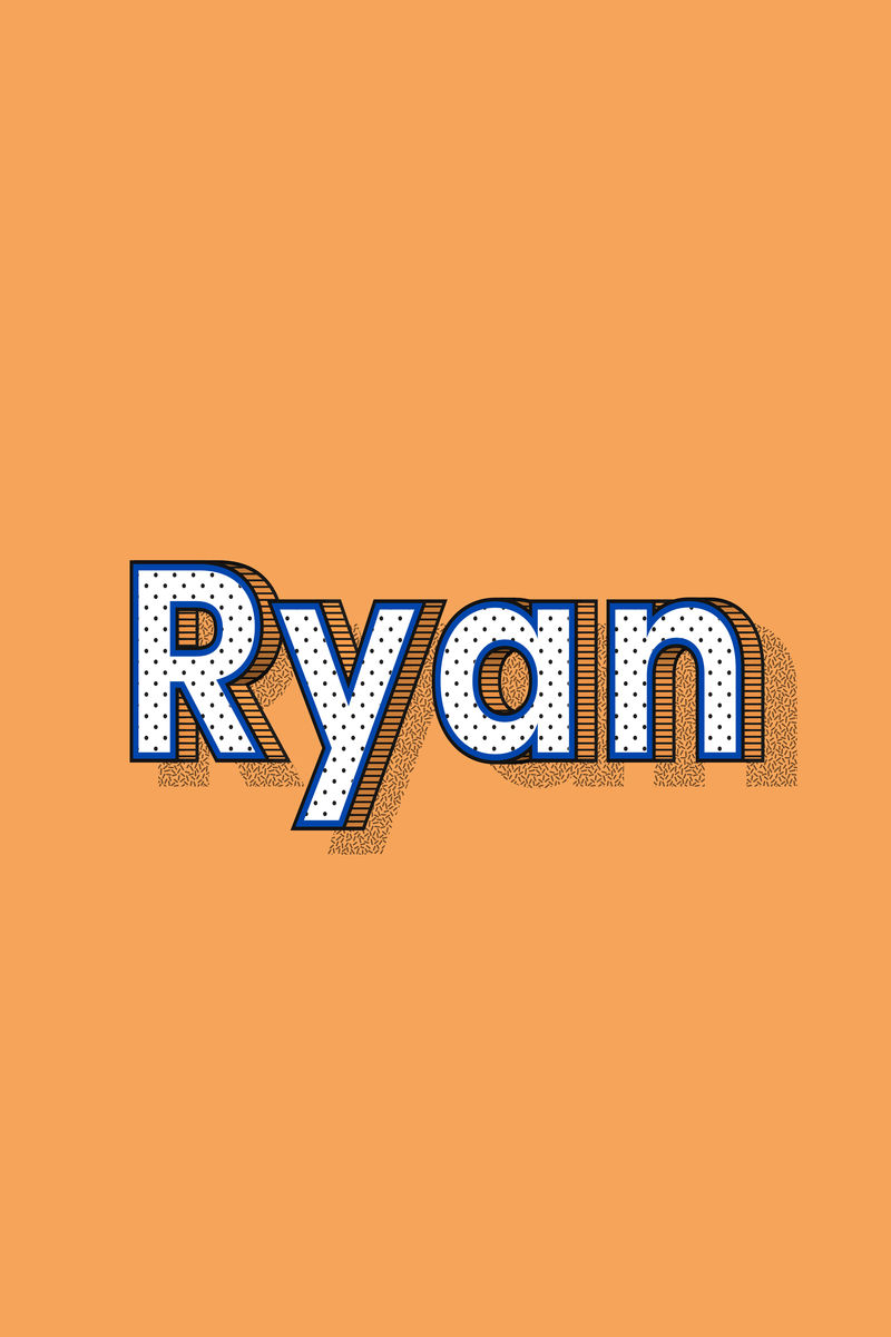 Ryan姓名字体阴影复古排版