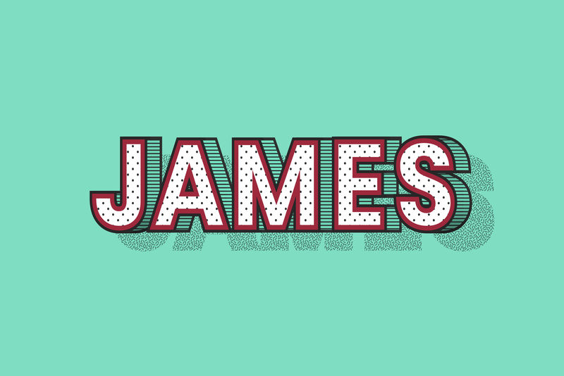 JAMES name点状图案字体排版
