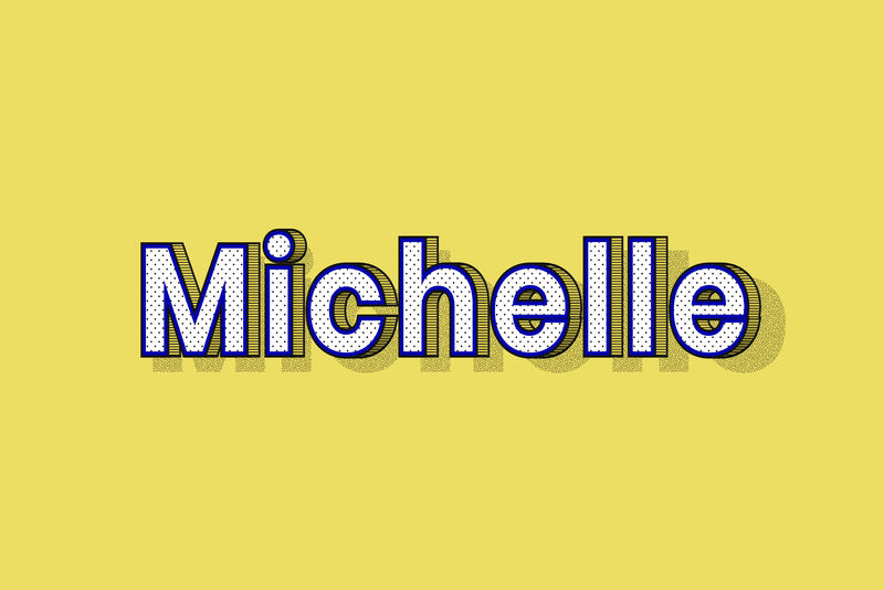 Michelle姓名虚线图案字体排版