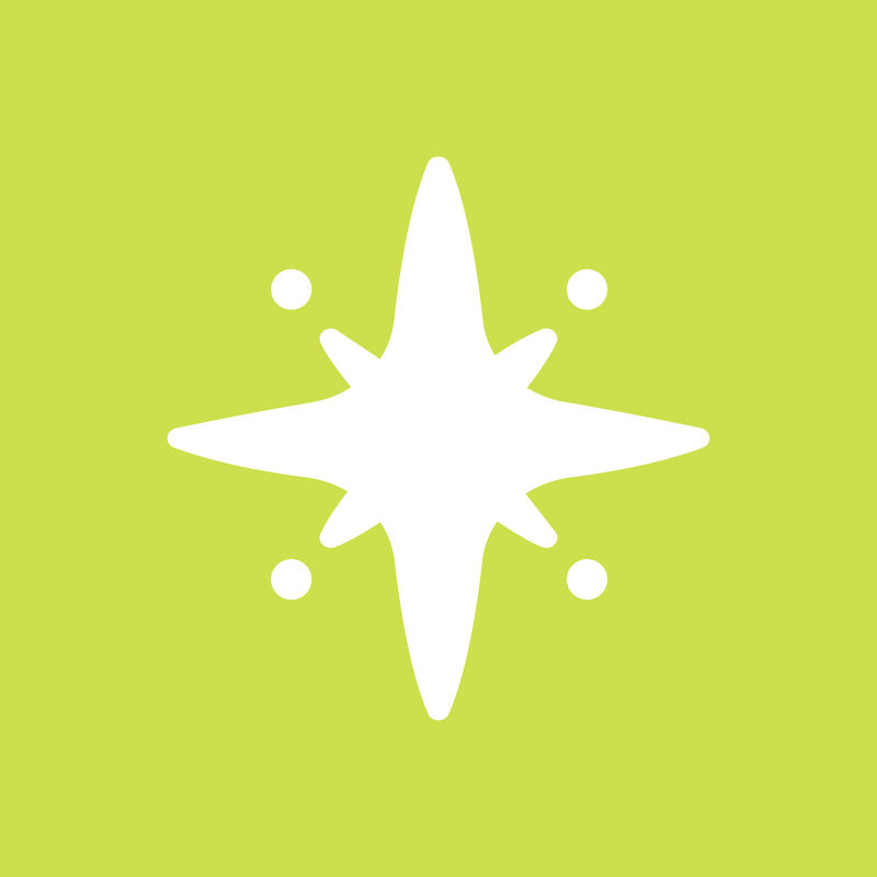 绿色背景上简单风格的星星闪闪发光的图标