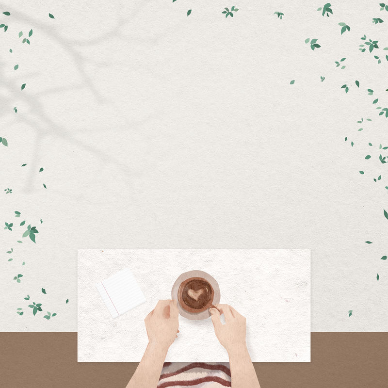 咖啡爱好者叶框采用米色纹理背景