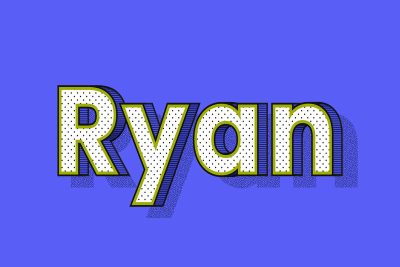 Ryan name半色调阴影样式排版
