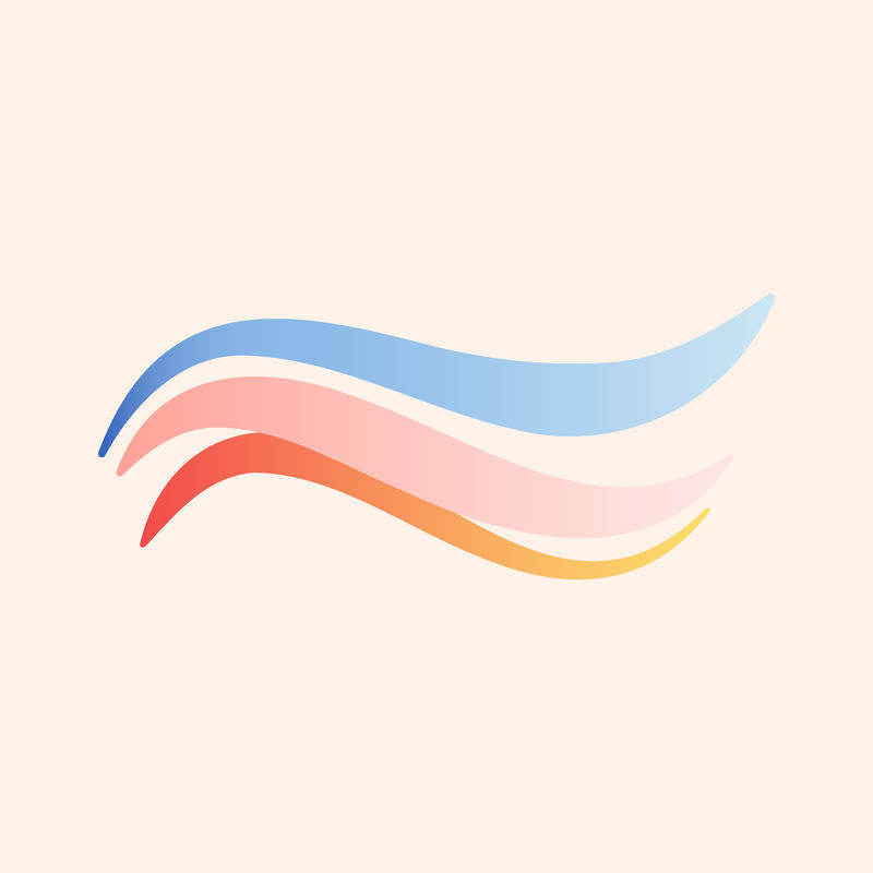 美丽的海滩波浪剪贴画彩色平面设计中的漩涡水插图
