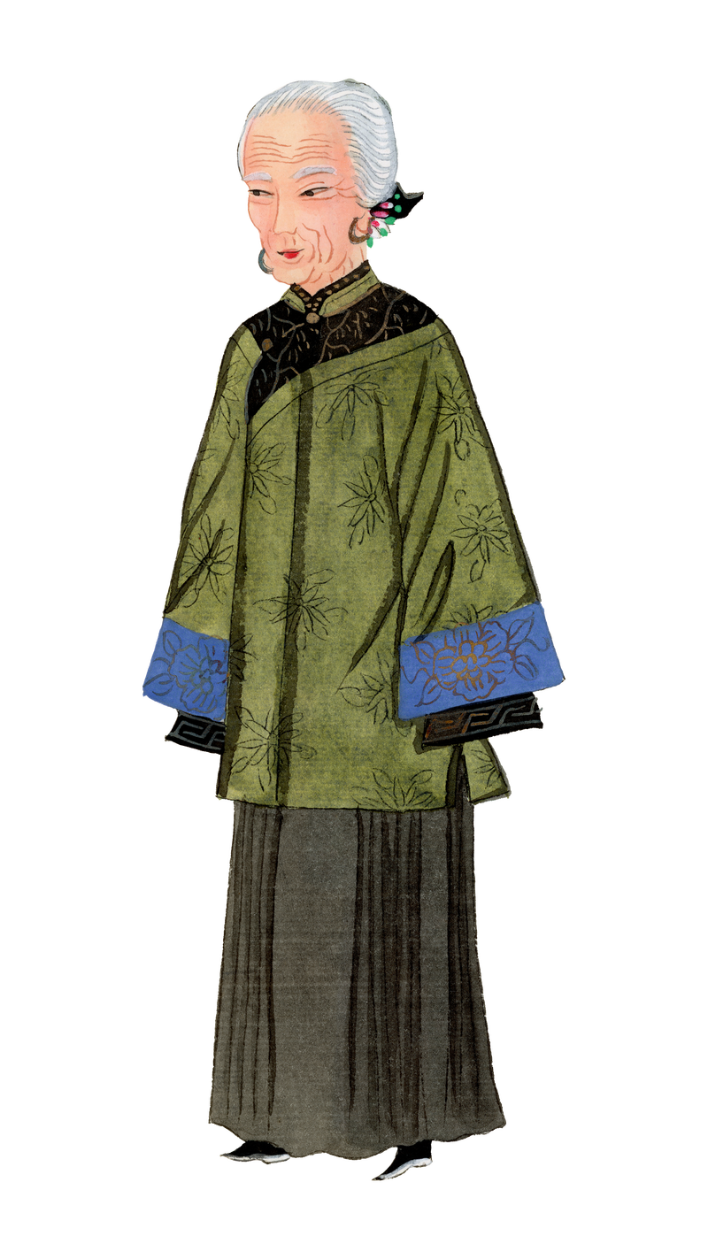 Png中国绿袍女士服装拼贴元素