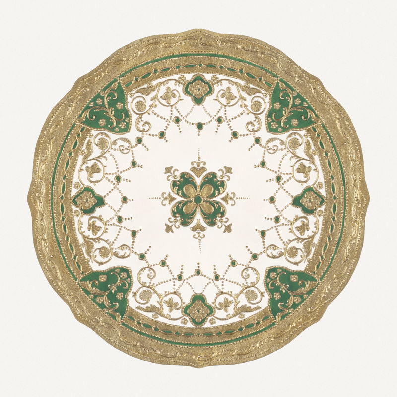 拼盘上的复古psd花卉曼荼罗图案由Noritake工厂中国瓷器餐具设计重新混合而成