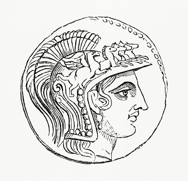 希腊军人男性侧面肖像的复古插图