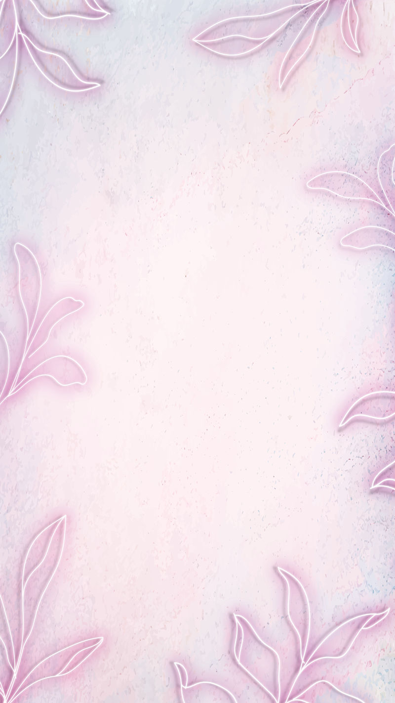 粉色霓虹灯树叶模型设计手机壁纸插图