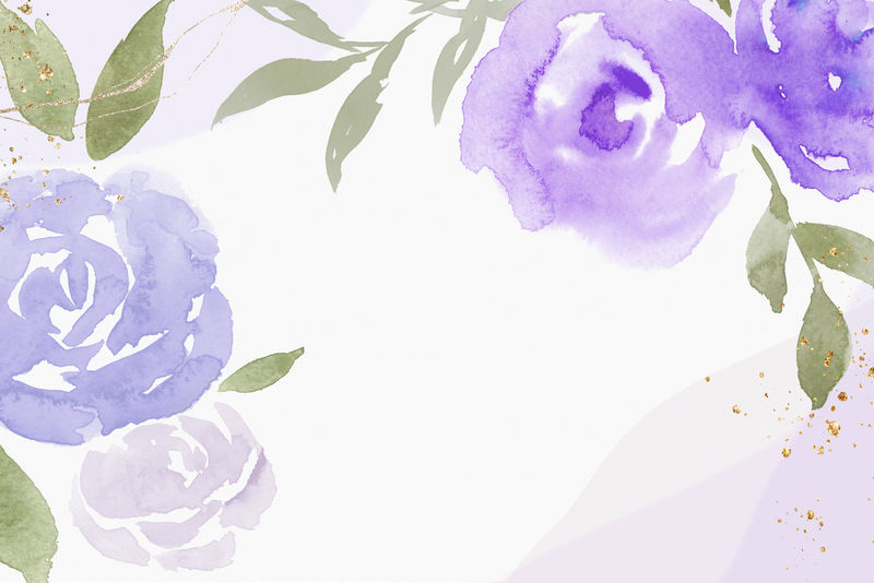 紫色玫瑰边框背景psd春季水彩插图