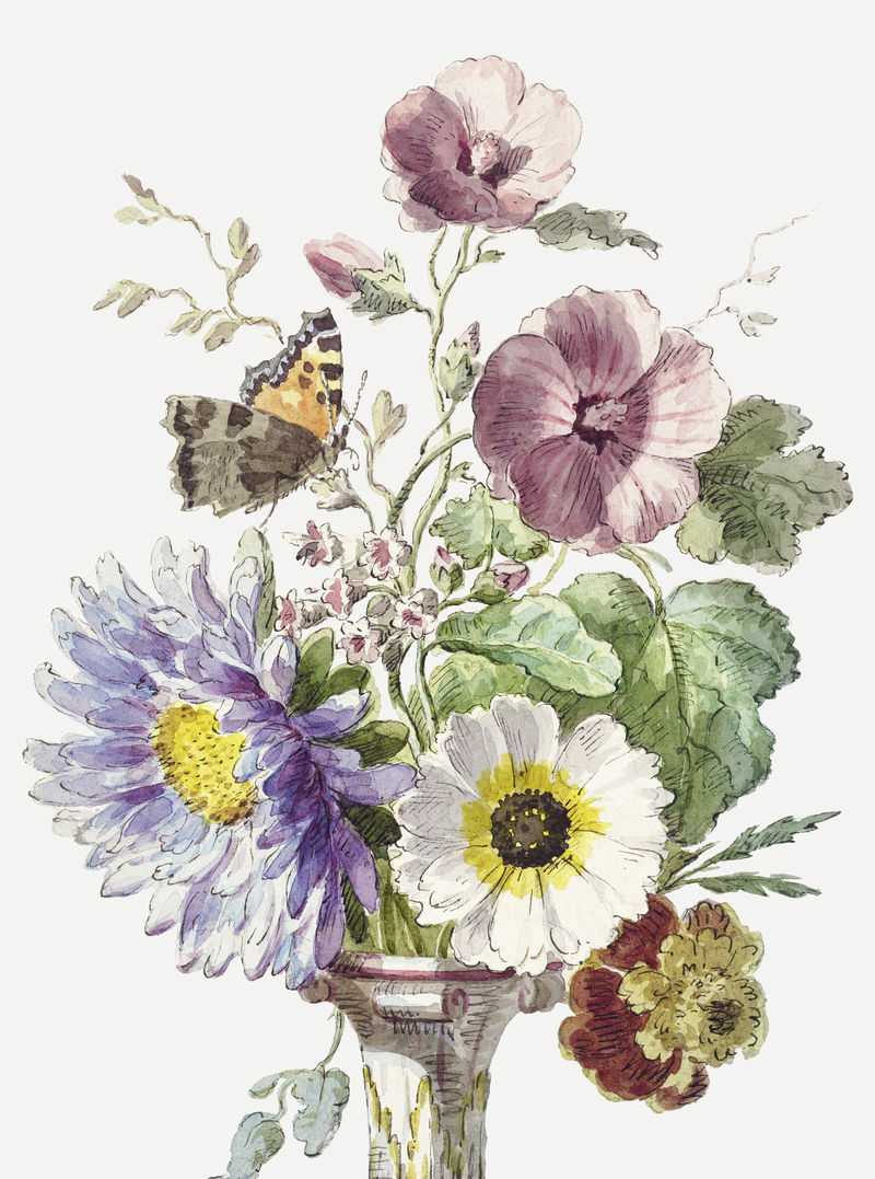 复古花卉插画psd由威廉·范利恩（William van Leen）的艺术作品混音而成