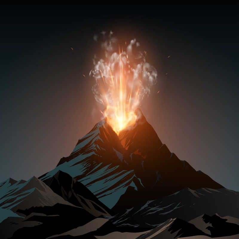 喷发的火山矢量插画