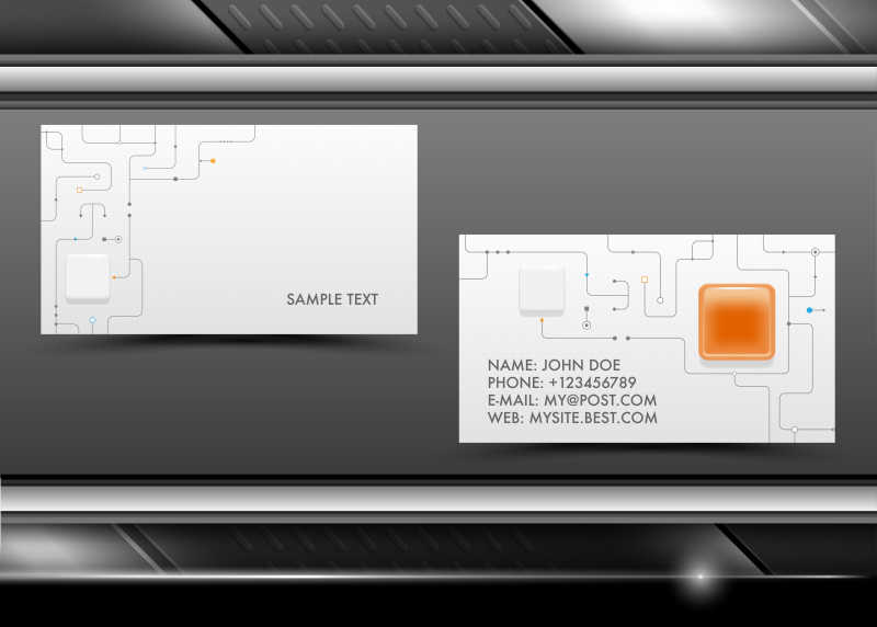 矩形电子线路概念的矢量名片设计模板