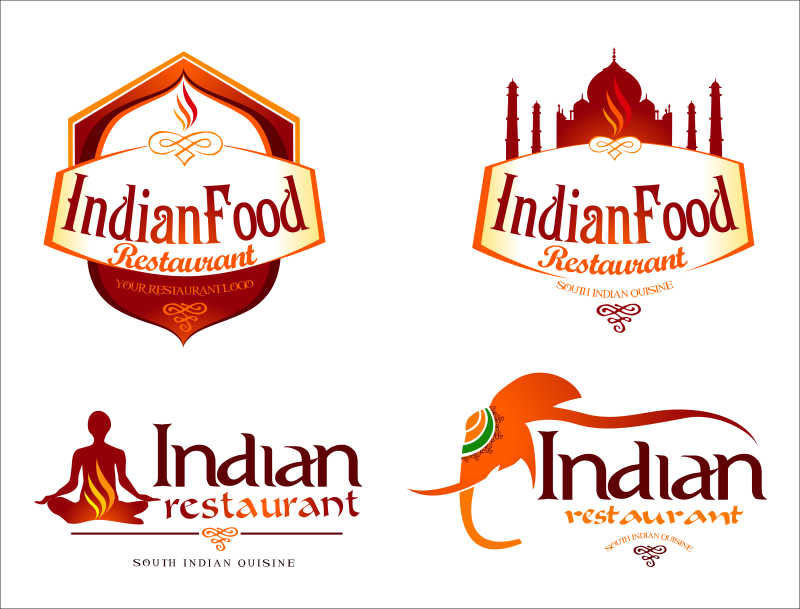 印度美食矢量标志创意设计