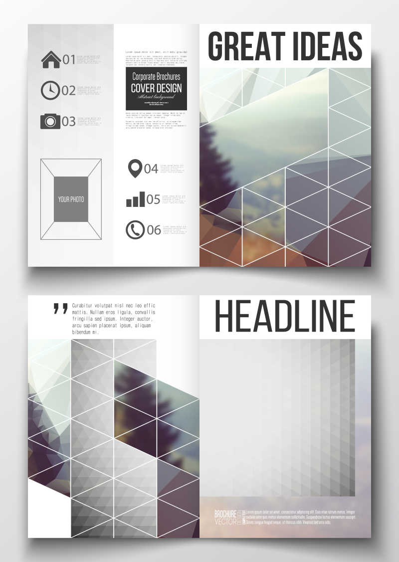 抽象模糊背景几何分割矢量宣传册设计模板