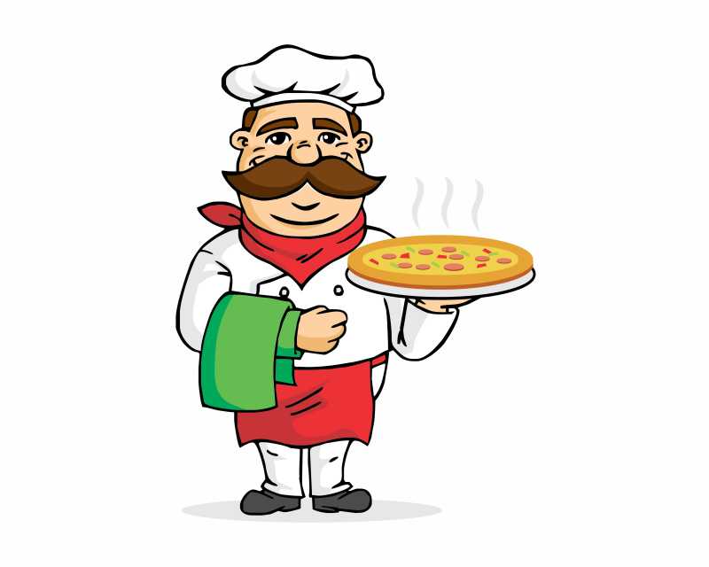 矢量卡通披萨饼厨师