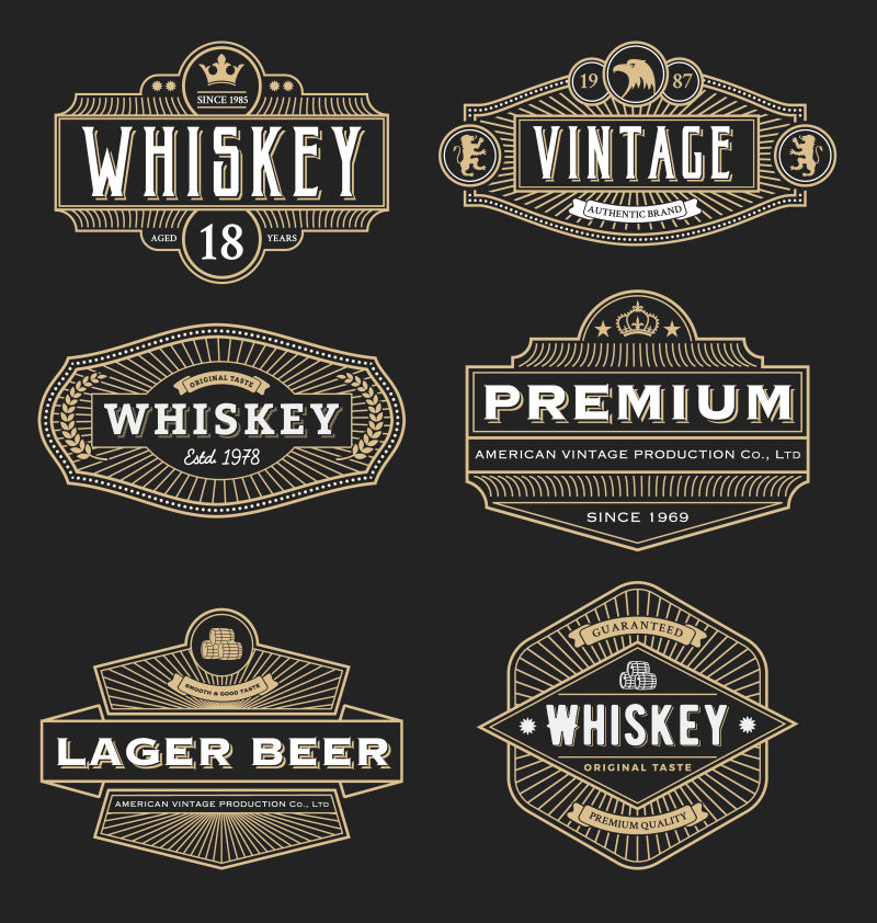 威士忌酒宣传图标矢量设计模板