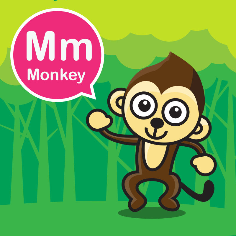矢量M字母卡通猴子